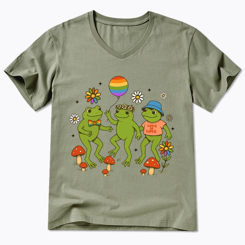 Funny Frog Pride V-Neck Classic T-Shirt