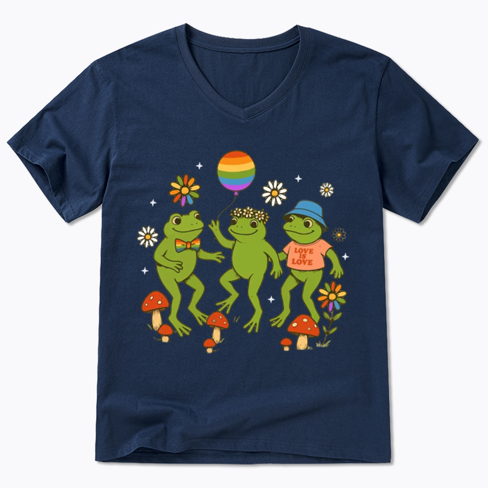 Funny Frog Pride V-Neck Classic T-Shirt