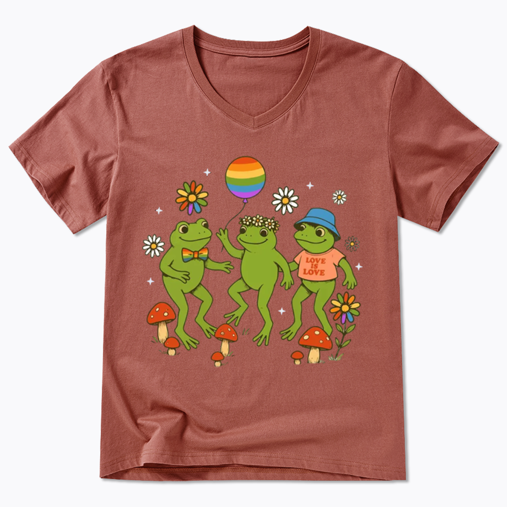 Funny Frog Pride V-Neck Classic T-Shirt