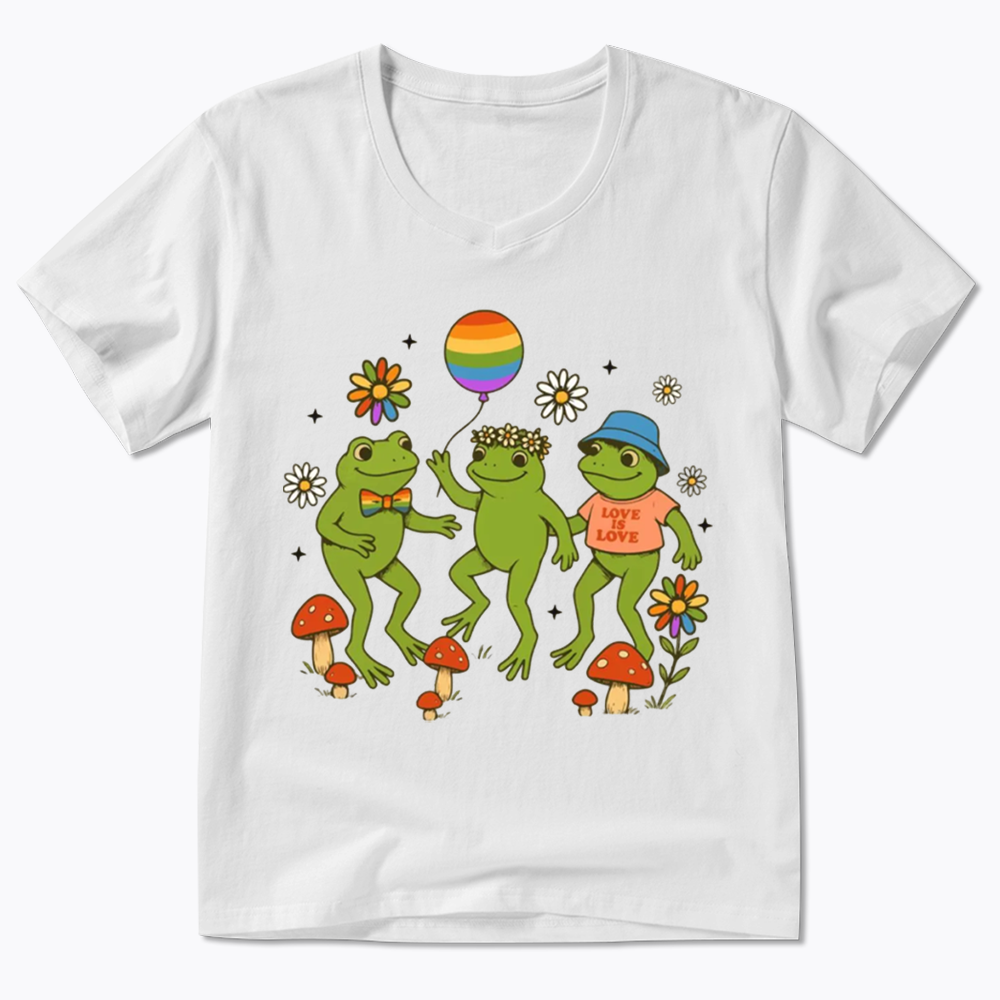 Funny Frog Pride V-Neck Classic T-Shirt