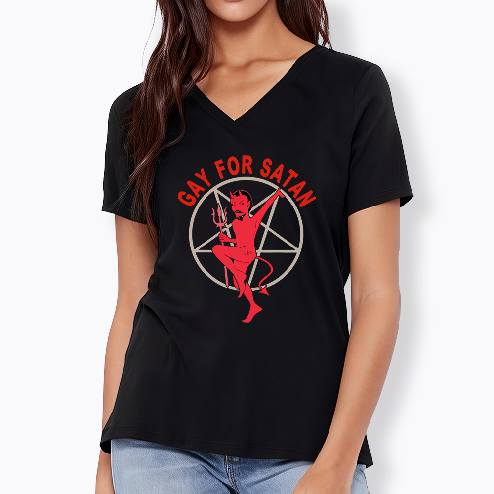 Gay For Satan V-Neck Classic T-Shirt