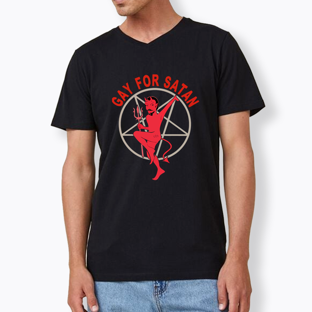 Gay For Satan V-Neck Classic T-Shirt