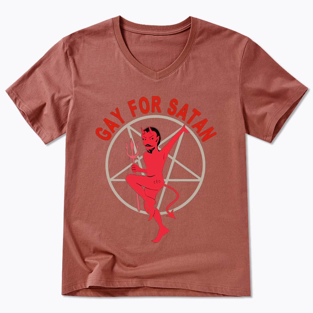 Gay For Satan V-Neck Classic T-Shirt