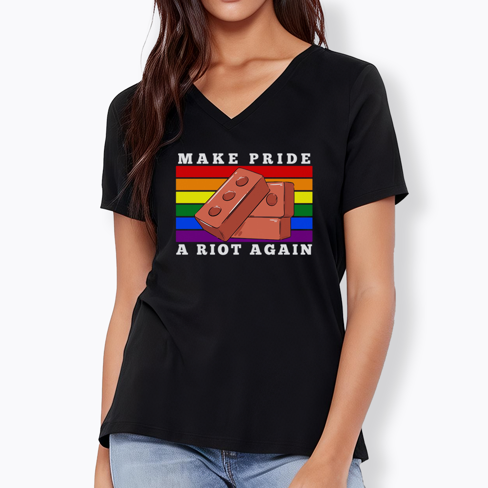 Make Pride A Riot Again V-Neck Classic T-Shirt