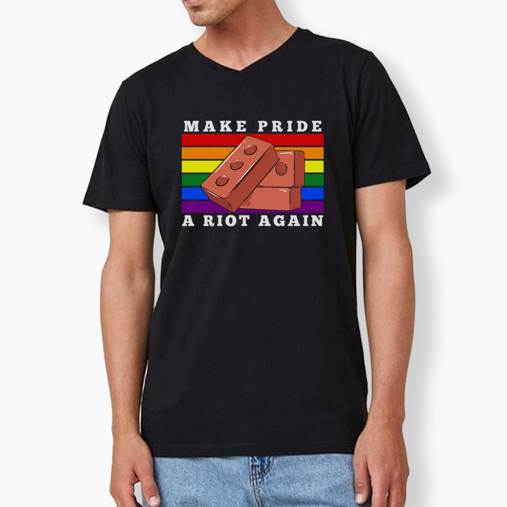 Make Pride A Riot Again V-Neck Classic T-Shirt