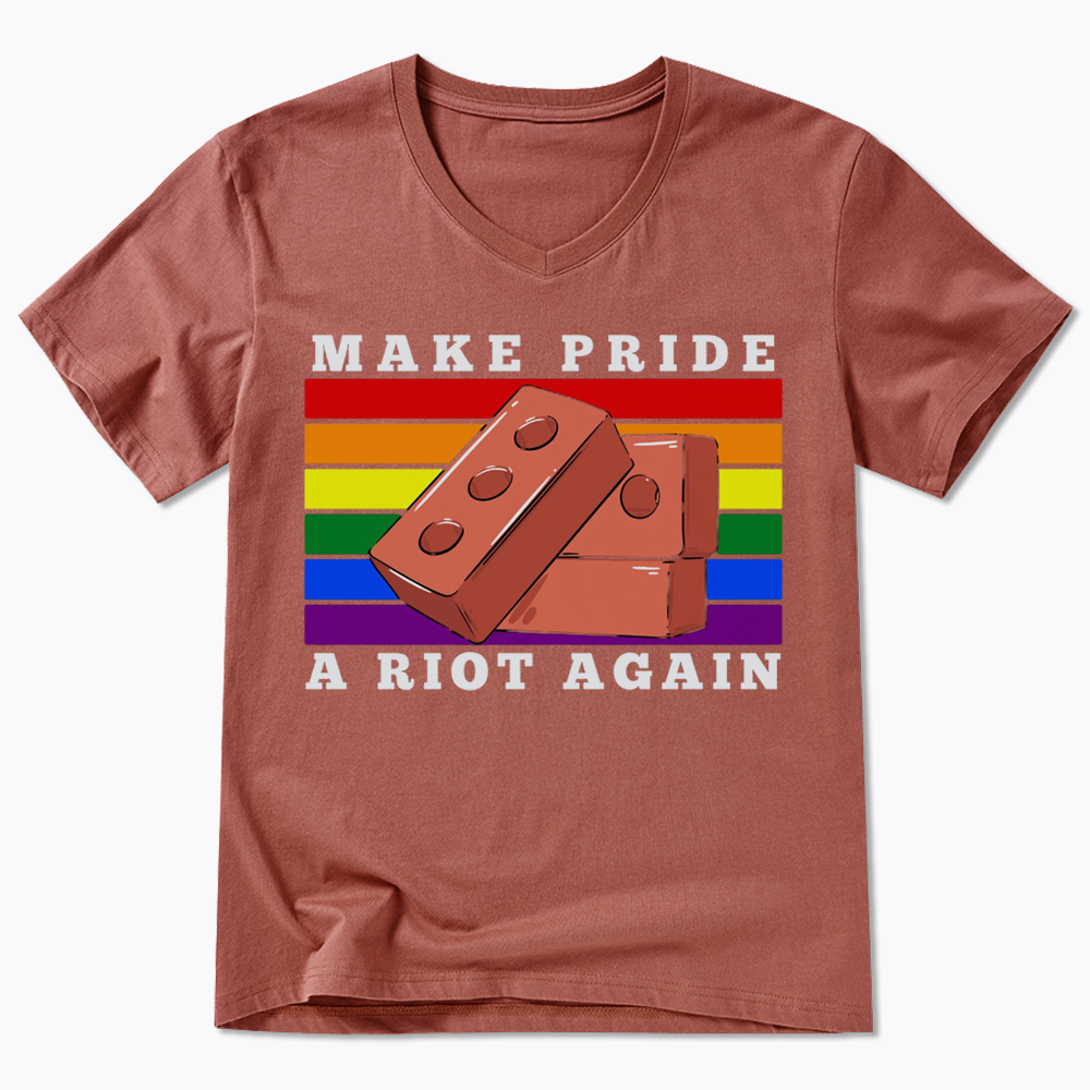 Make Pride A Riot Again V-Neck Classic T-Shirt