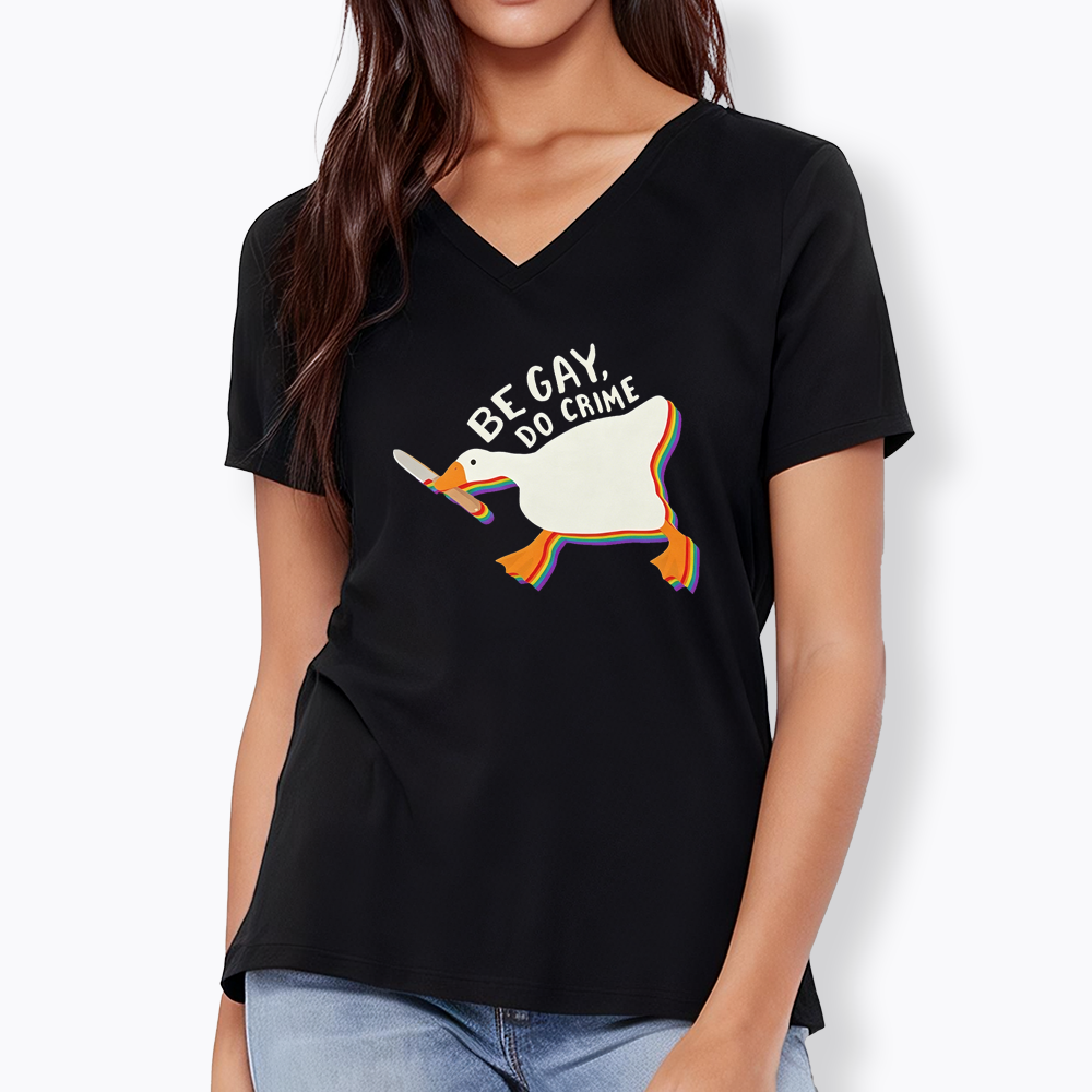 Be Gay Do Crime Goose V-Neck Classic T-Shirt
