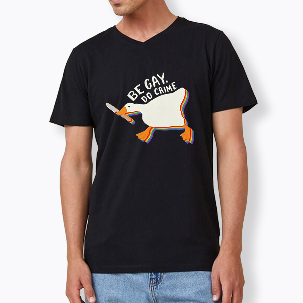 Be Gay Do Crime Goose V-Neck Classic T-Shirt