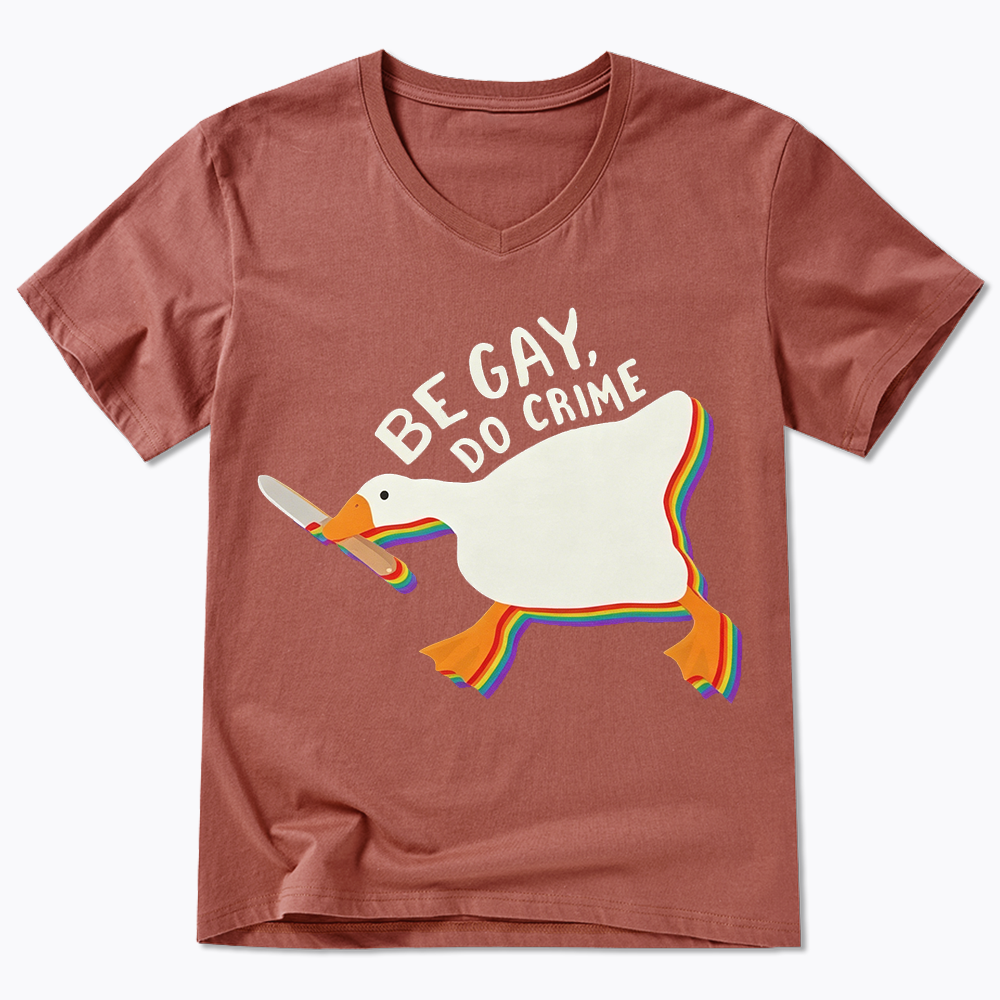 Be Gay Do Crime Goose V-Neck Classic T-Shirt