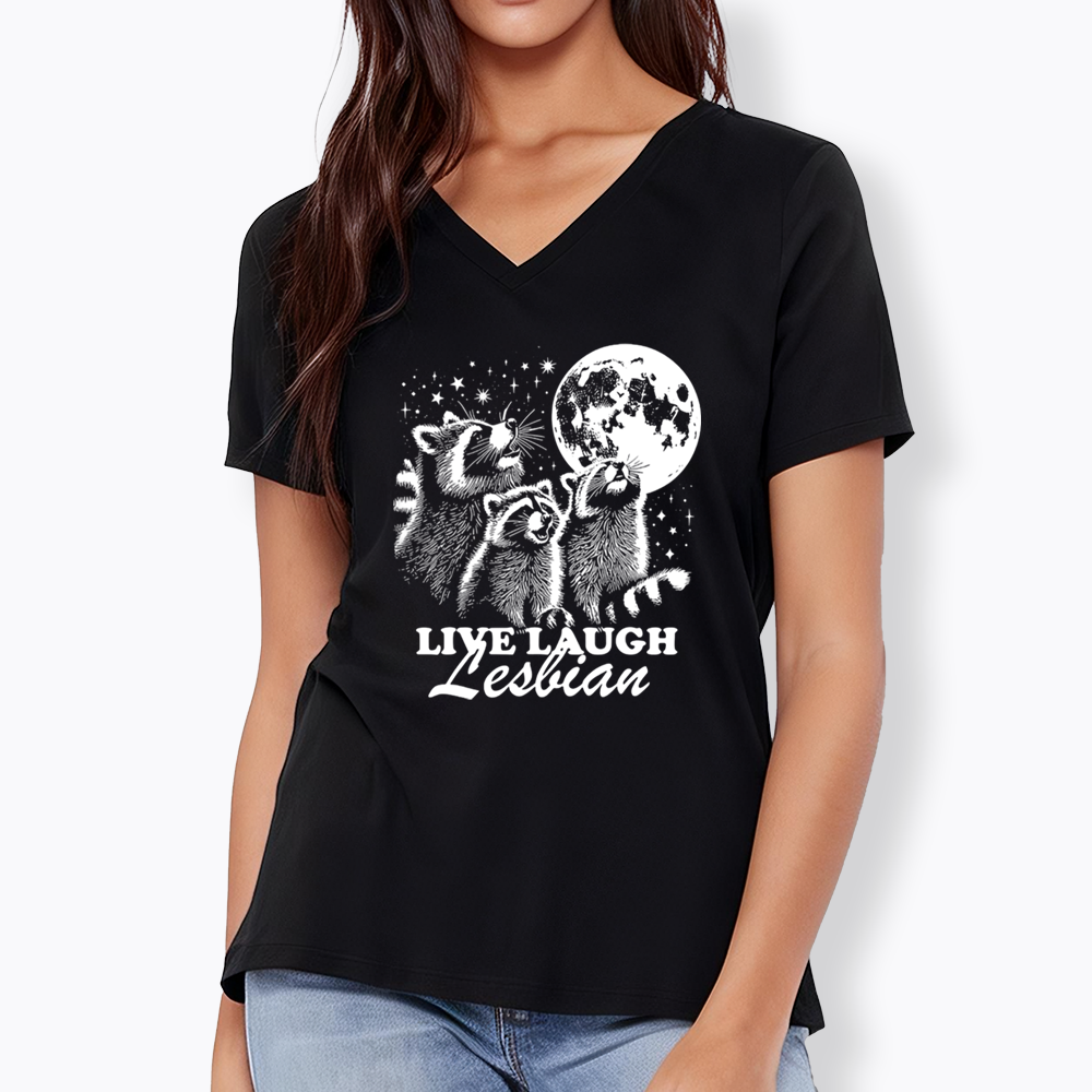 Live Laugh Lesbian V-Neck Classic T-Shirt