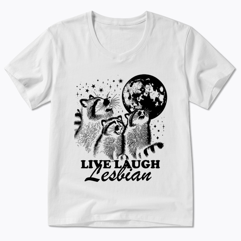 Live Laugh Lesbian V-Neck Classic T-Shirt