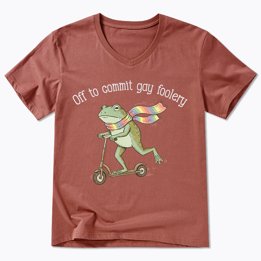 Off To Commit Gay Foolery V-Neck Classic T-Shirt