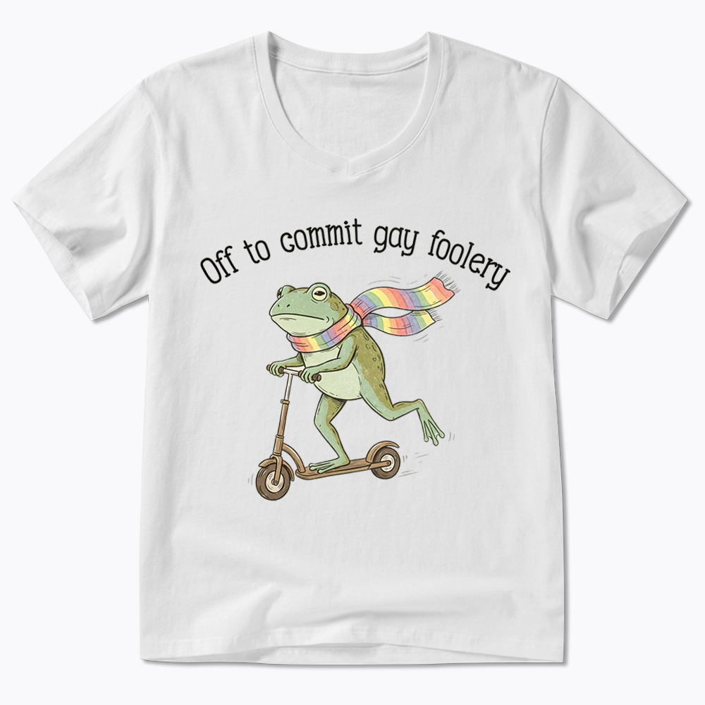 Off To Commit Gay Foolery V-Neck Classic T-Shirt