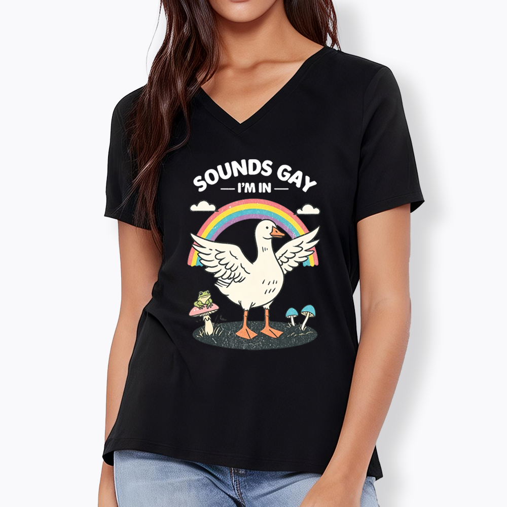 Silly Goose Sounds Gay I'm In Rainbow V-Neck Classic T-Shirt