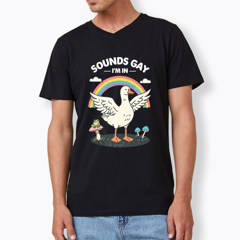 Silly Goose Sounds Gay I'm In Rainbow V-Neck Classic T-Shirt