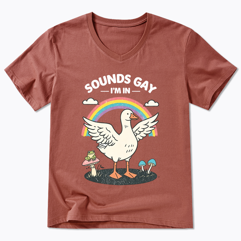 Silly Goose Sounds Gay I'm In Rainbow V-Neck Classic T-Shirt