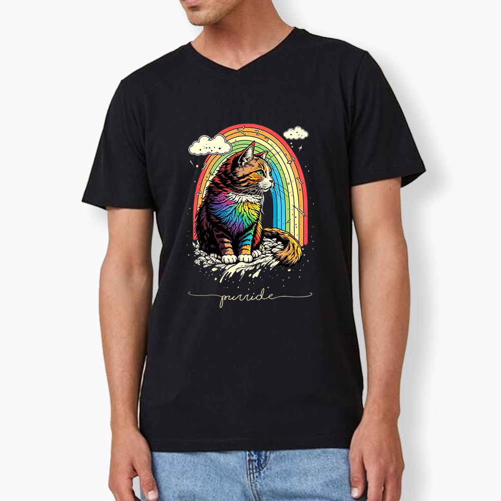 Cat Rainbow V-Neck Classic T-Shirt