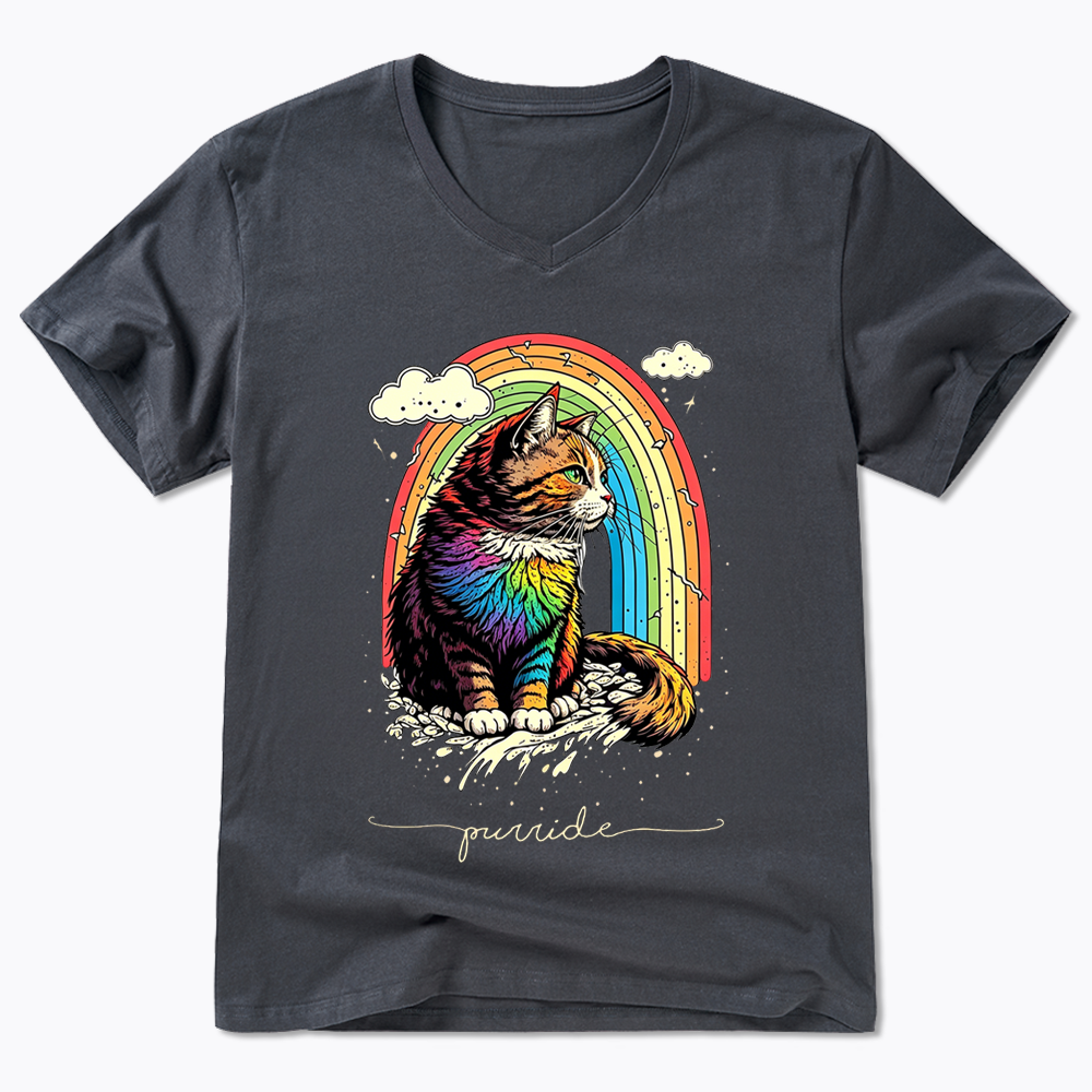 Cat Rainbow V-Neck Classic T-Shirt