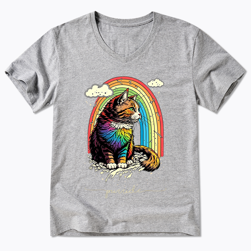 Cat Rainbow V-Neck Classic T-Shirt
