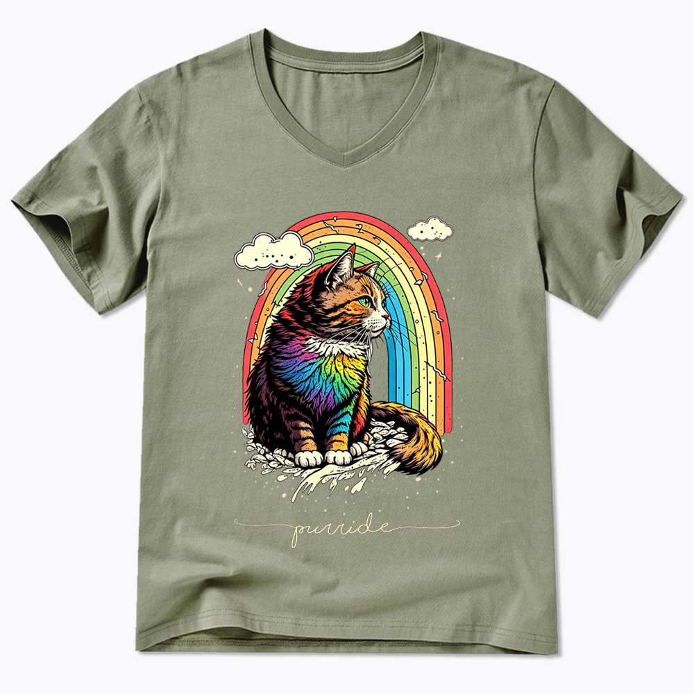 Cat Rainbow V-Neck Classic T-Shirt