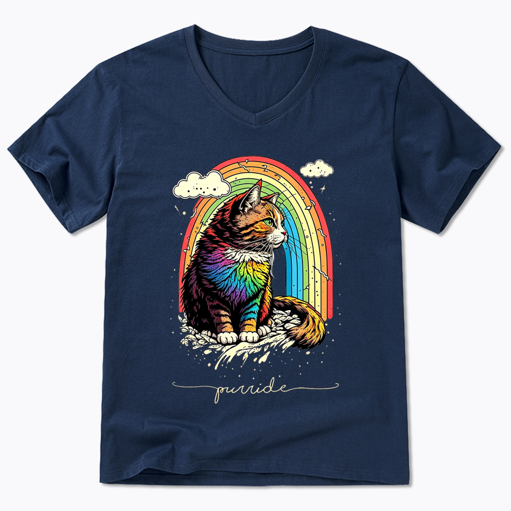Cat Rainbow V-Neck Classic T-Shirt