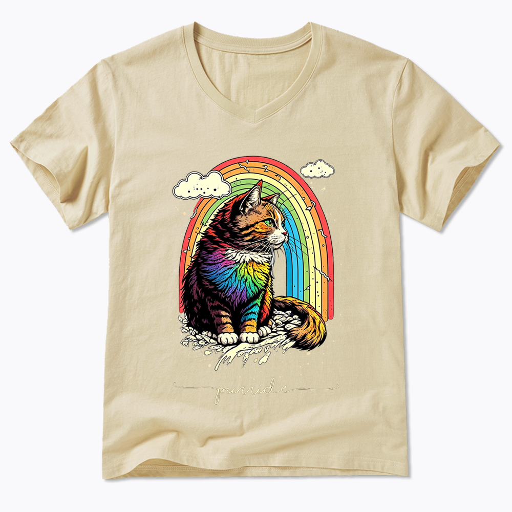 Cat Rainbow V-Neck Classic T-Shirt