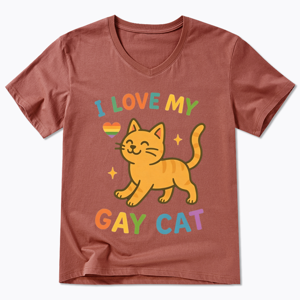 I Love My Gay Cat V-Neck Classic T-Shirt