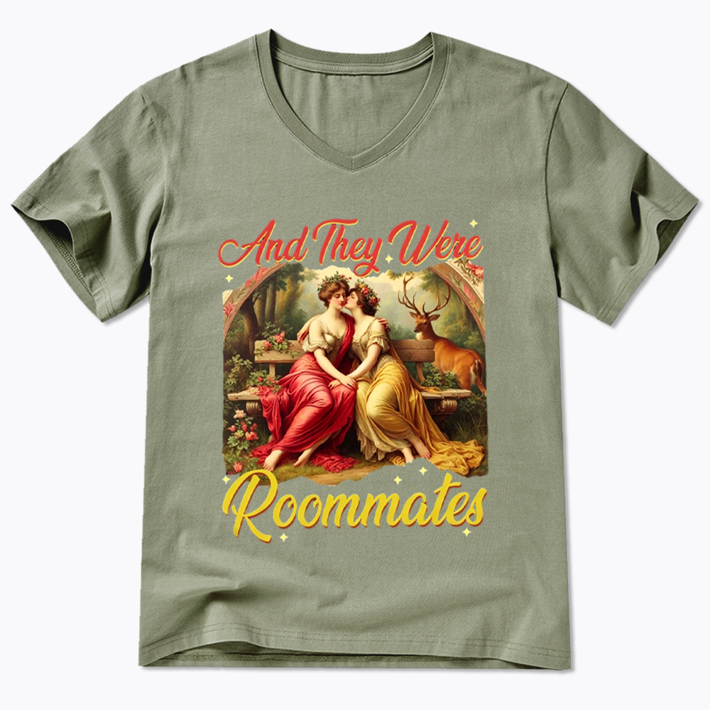 And they Were Roommates V-Neck Classic T-Shirt