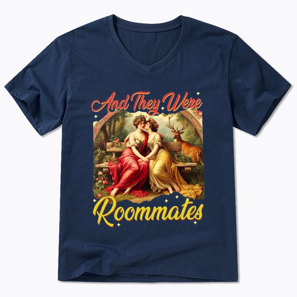 And they Were Roommates V-Neck Classic T-Shirt
