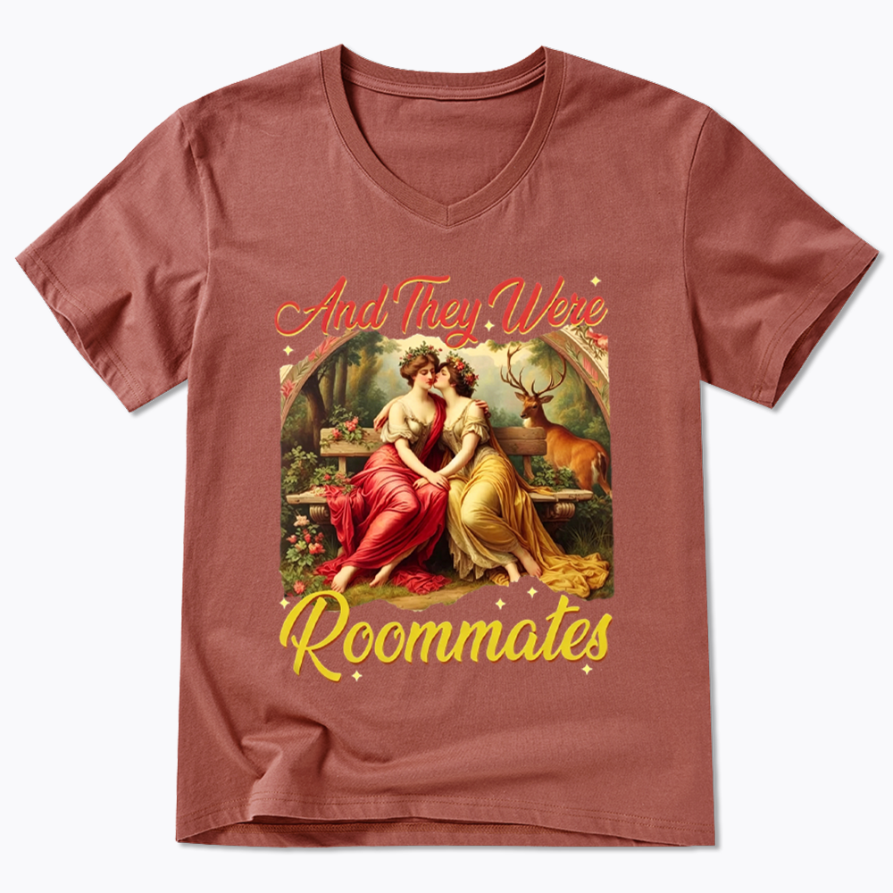 And they Were Roommates V-Neck Classic T-Shirt