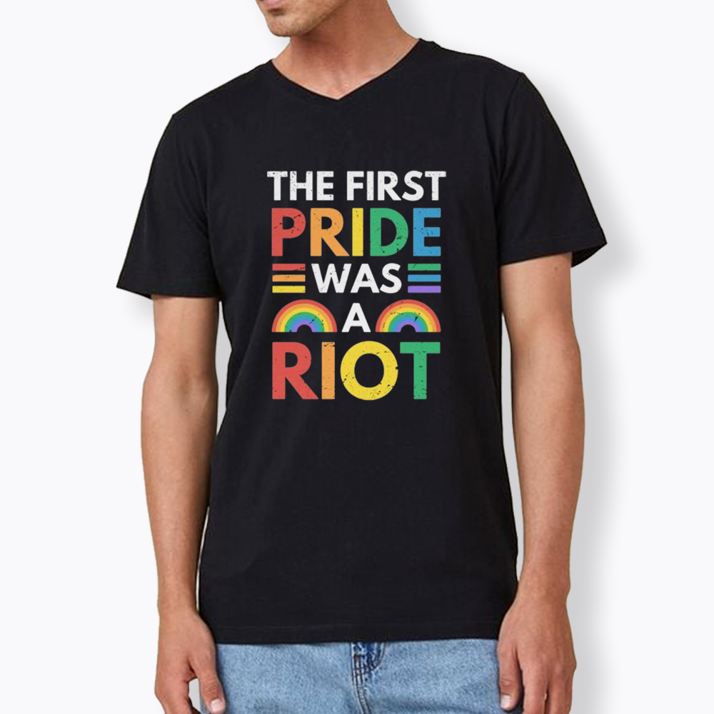 The First Pride Was A Riot V-Neck Classic T-Shirt