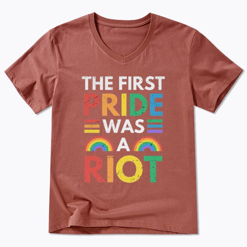 The First Pride Was A Riot V-Neck Classic T-Shirt