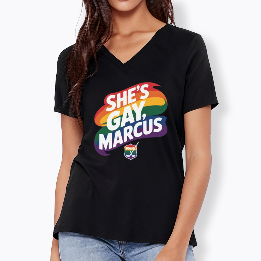 She's Gay Marcus V-Neck Classic T-Shirt