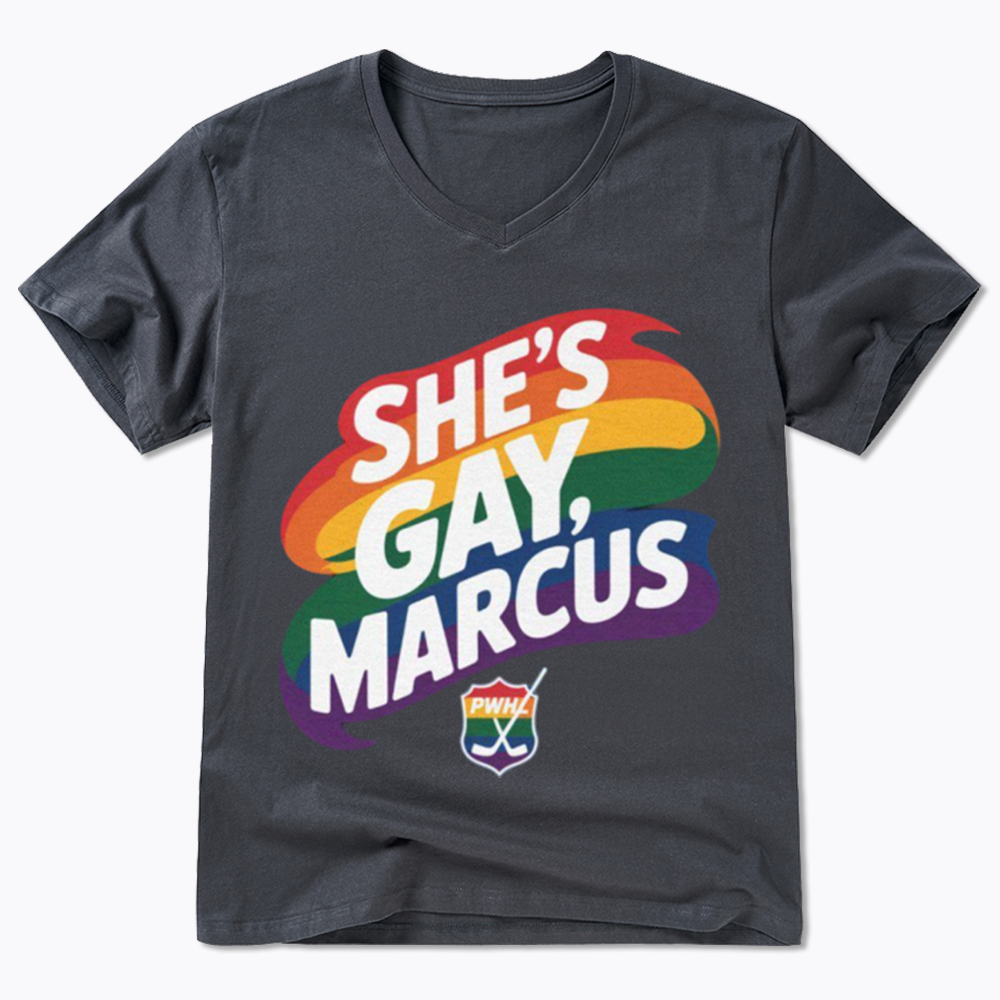 She's Gay Marcus V-Neck Classic T-Shirt