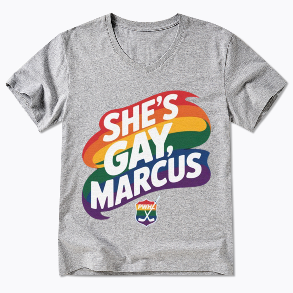She's Gay Marcus V-Neck Classic T-Shirt