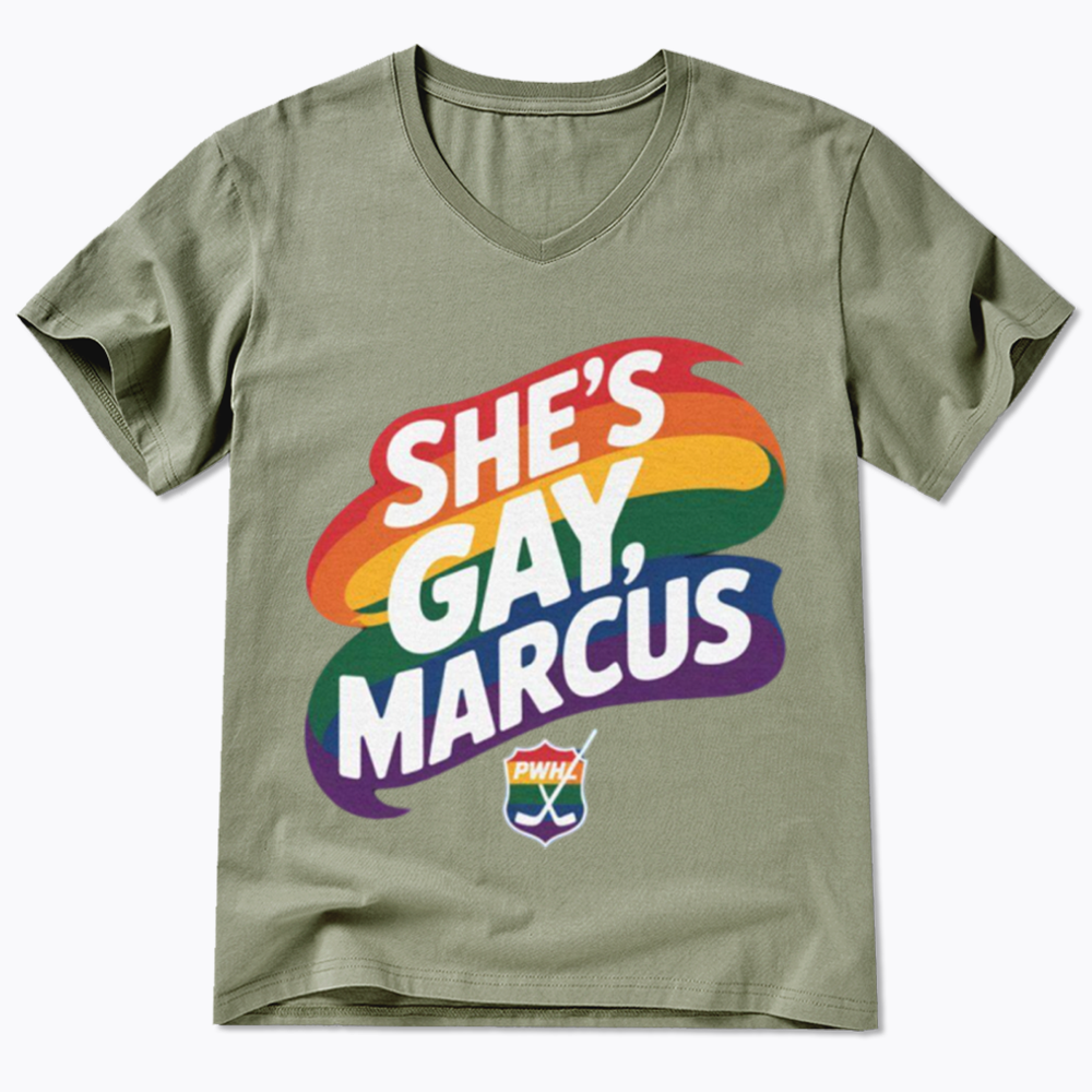 She's Gay Marcus V-Neck Classic T-Shirt