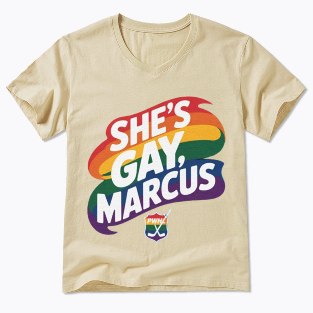 She's Gay Marcus V-Neck Classic T-Shirt