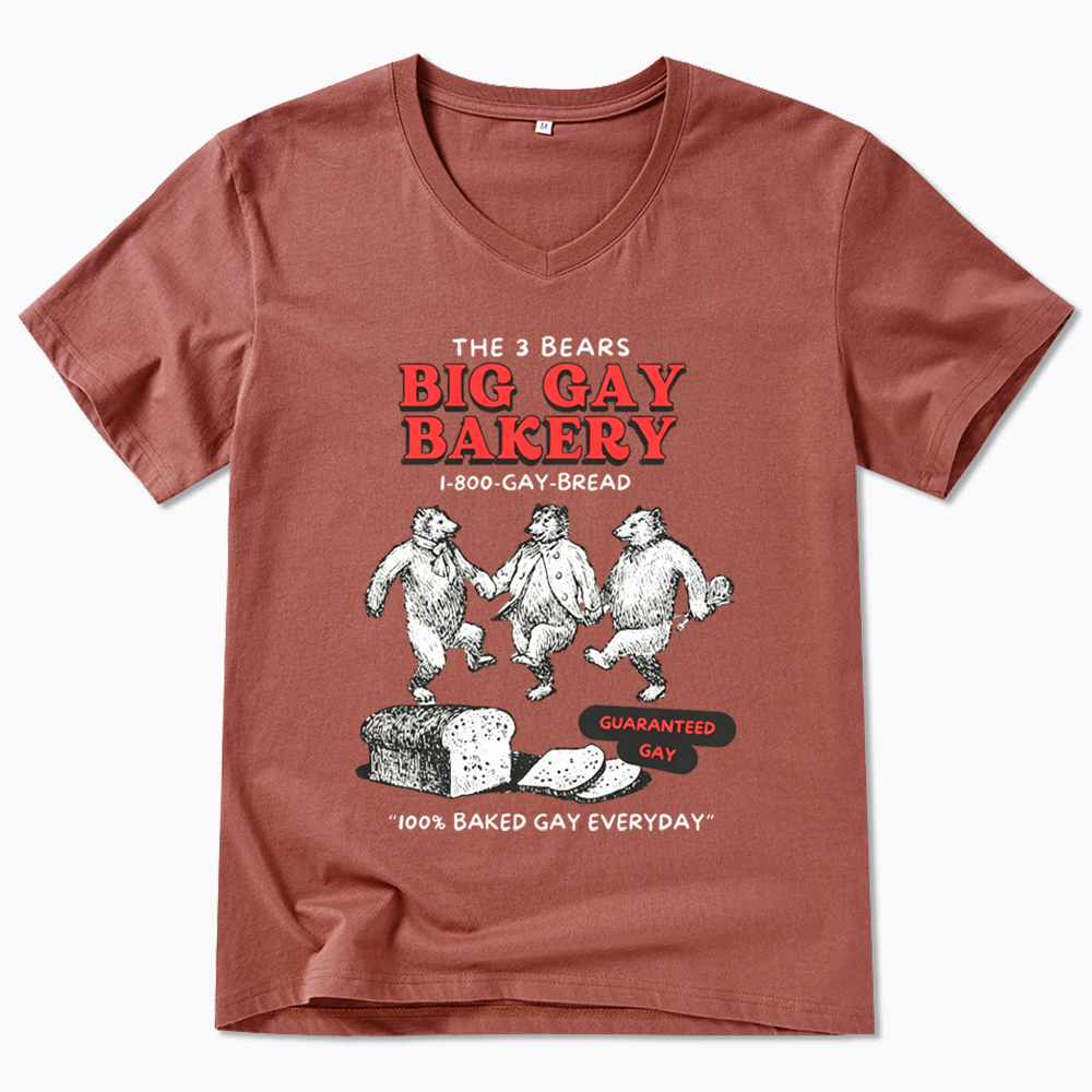 3 Bears Big Gay Bakery V-Neck Classic T-Shirt