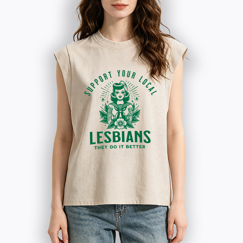Support Your Local Lesbians Sapphic Women's Washed Tank Top