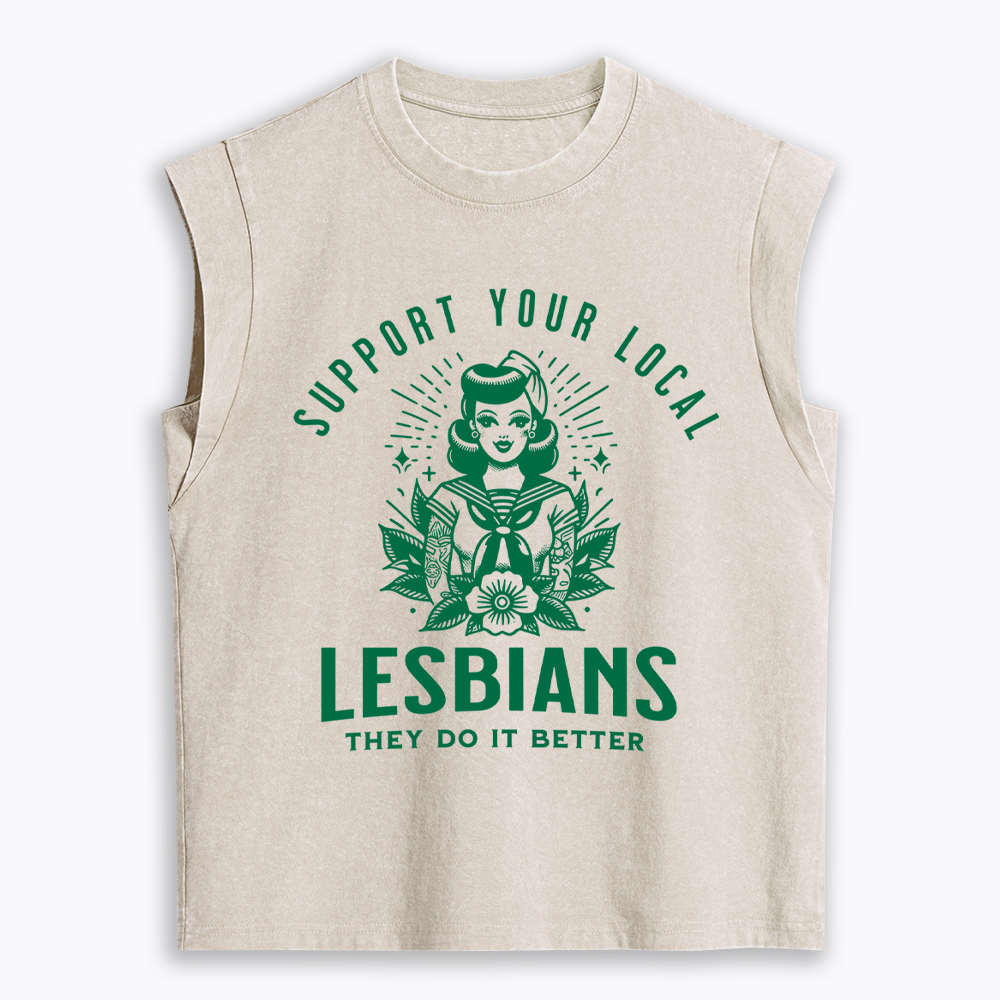 Support Your Local Lesbians Sapphic Women's Washed Tank Top