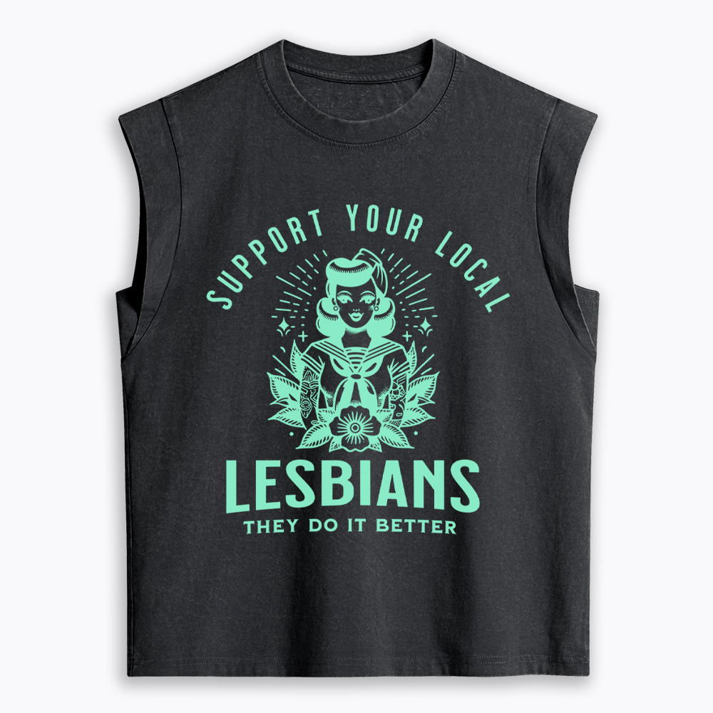 Support Your Local Lesbians Sapphic Women's Washed Tank Top