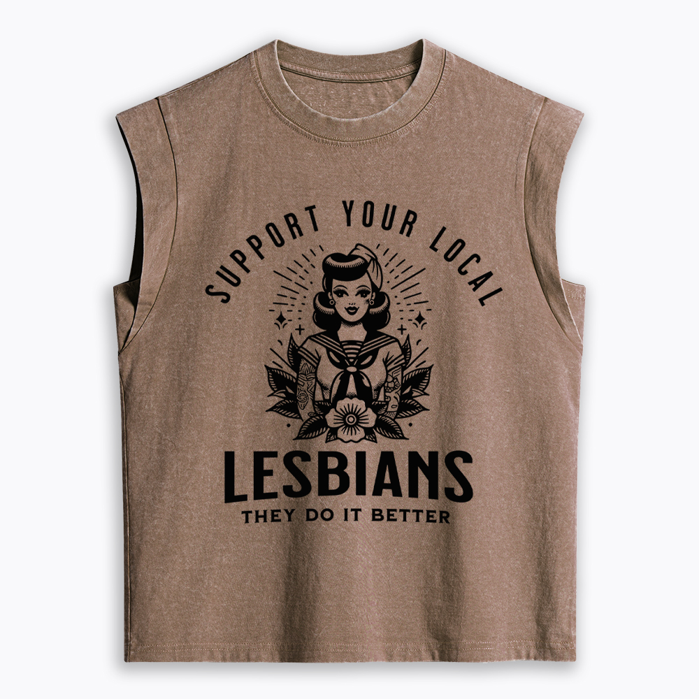 Support Your Local Lesbians Sapphic Women's Washed Tank Top