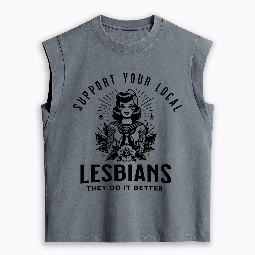Support Your Local Lesbians Sapphic Women's Washed Tank Top