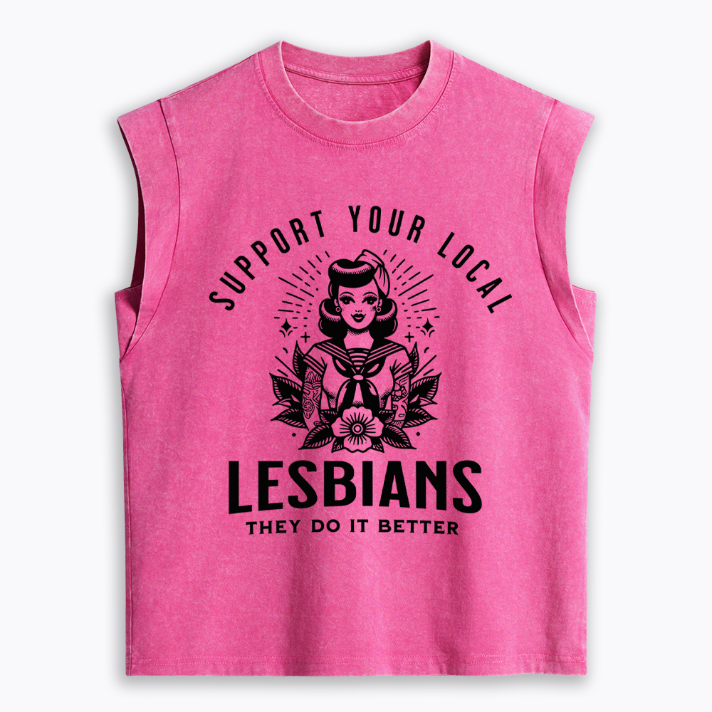 Support Your Local Lesbians Sapphic Women's Washed Tank Top