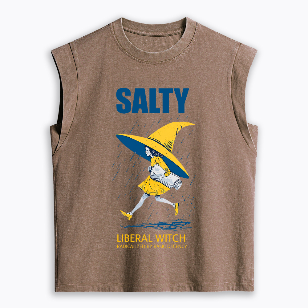 Liberal Witch Radicalized By Basic Decency Women's Washed Tank Top
