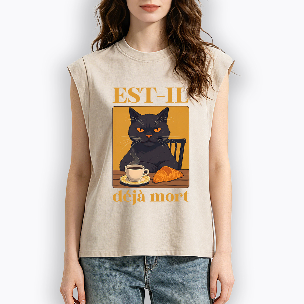 French Cat Women's Washed Tank Top