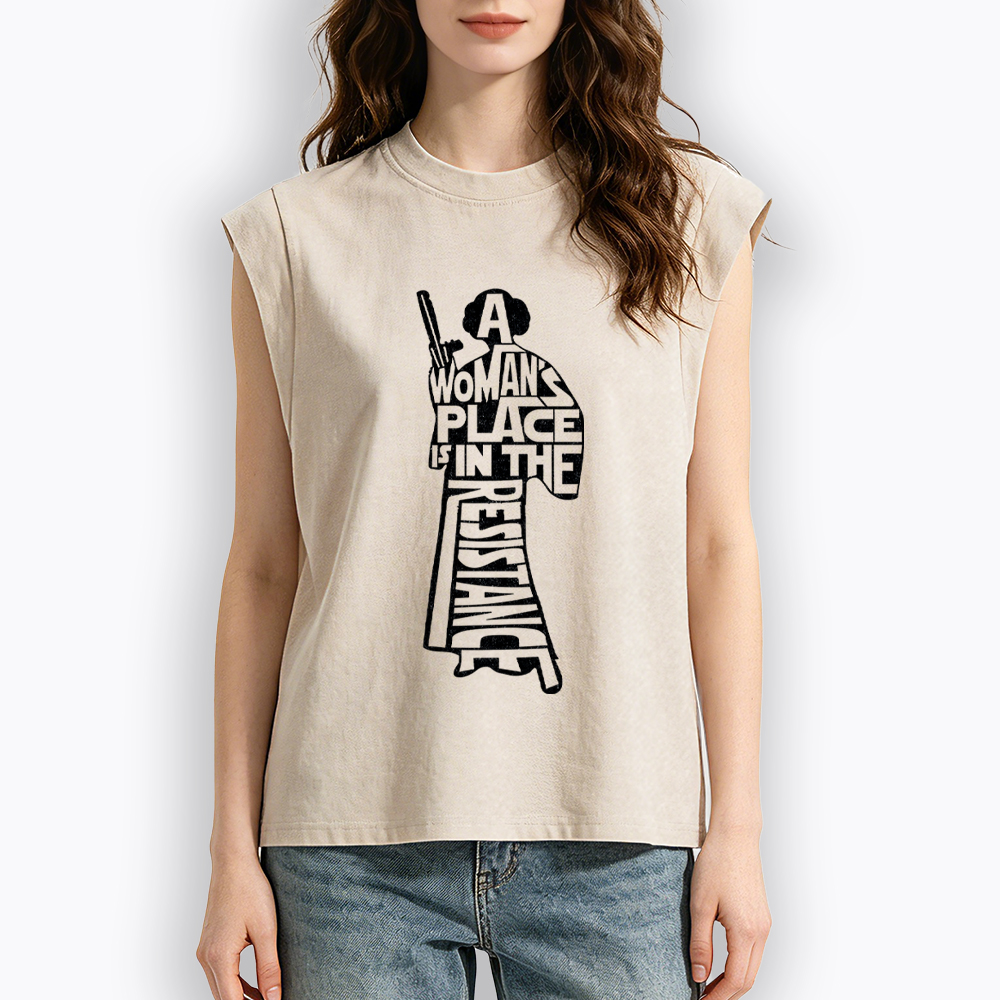 A Woman's Place is In The Resistance  Women's Washed Tank Top