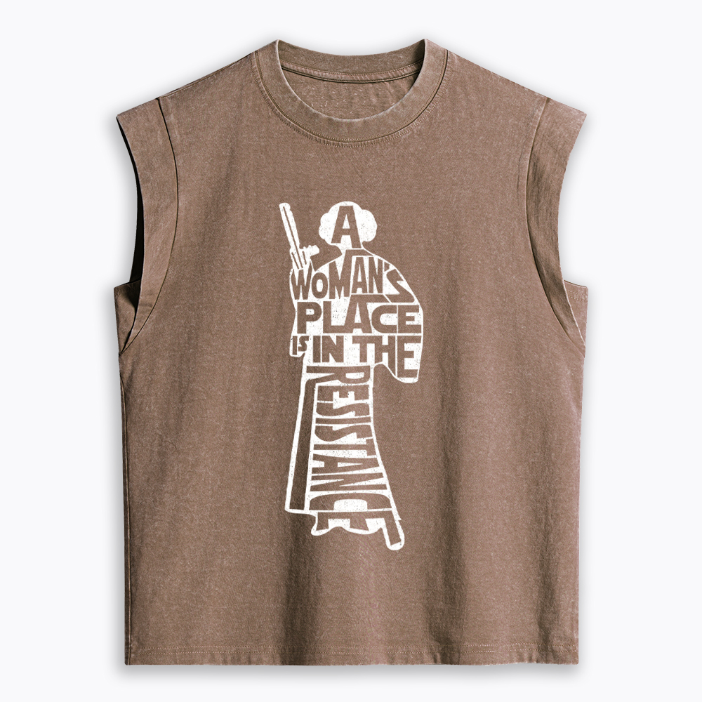 A Woman's Place is In The Resistance  Women's Washed Tank Top