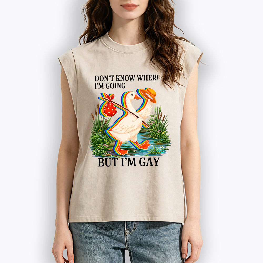 I Don’t Know Where I’m Going But I’m Gay Women's Washed Tank Top