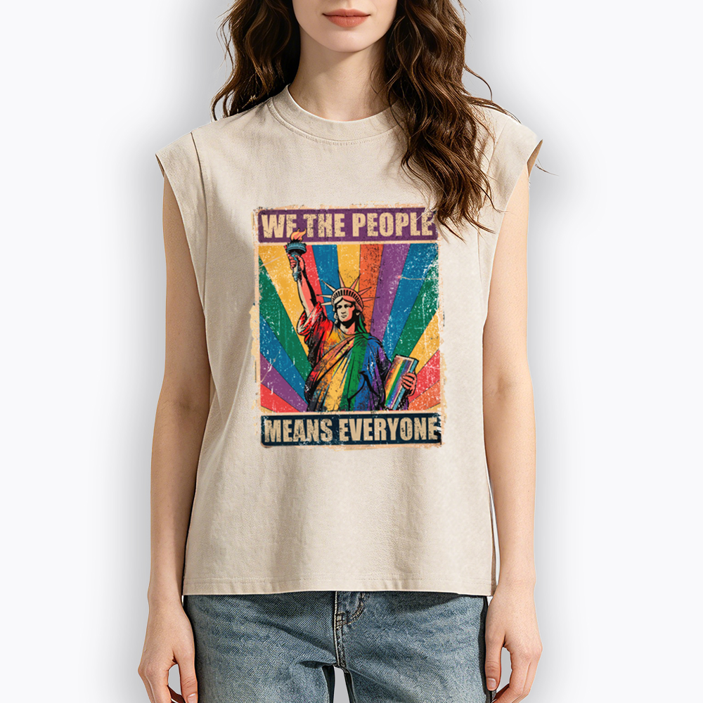 We the People Means Everyone LGBT Pride Women's Washed Tank Top